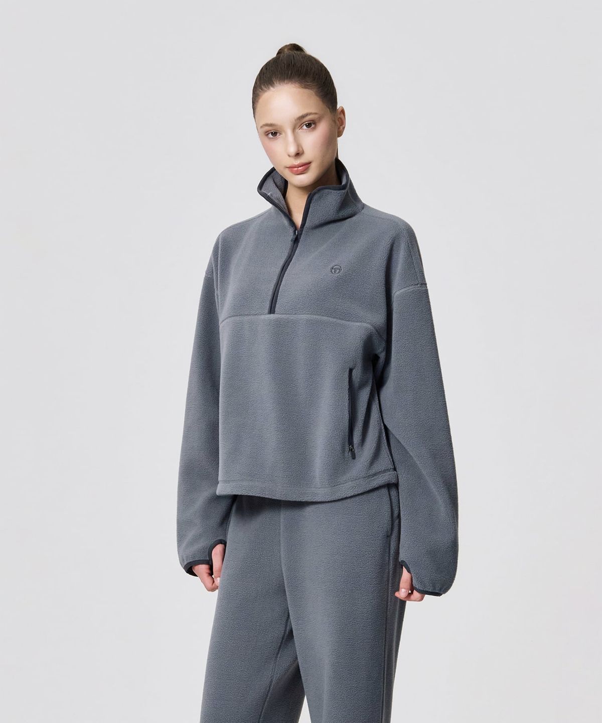 세르지오 타키니(SERGIO TACCHINI) U 쿠쉬웜 셰르파 플리스 하프집 (D.Grey)