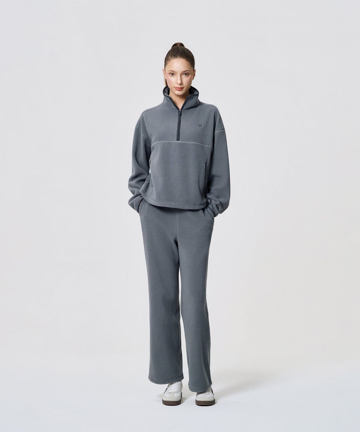 세르지오 타키니(SERGIO TACCHINI) U 쿠쉬웜 셰르파 플리스 하프집 (D.Grey)