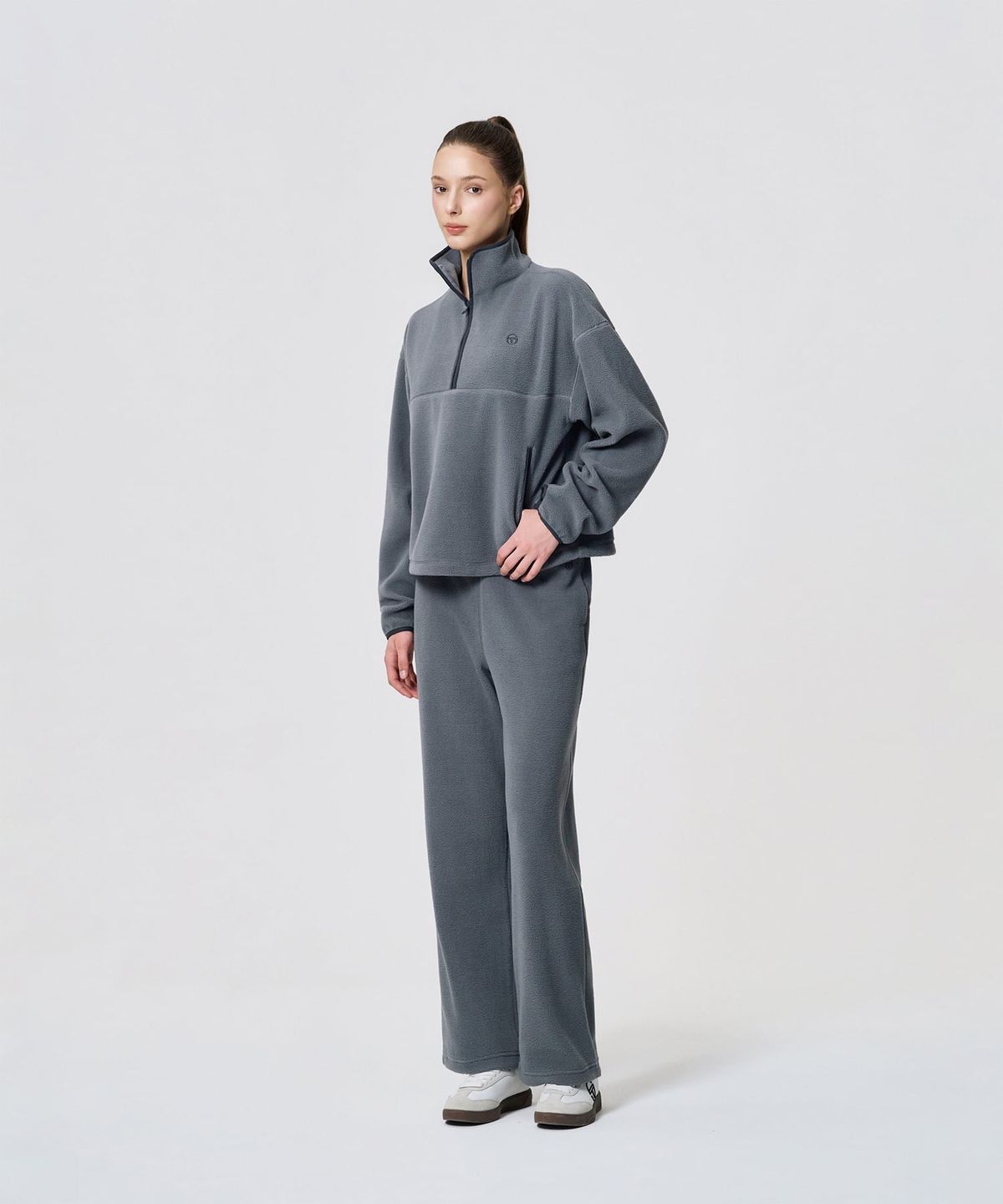 세르지오 타키니(SERGIO TACCHINI) U 쿠쉬웜 셰르파 플리스 하프집 (D.Grey)