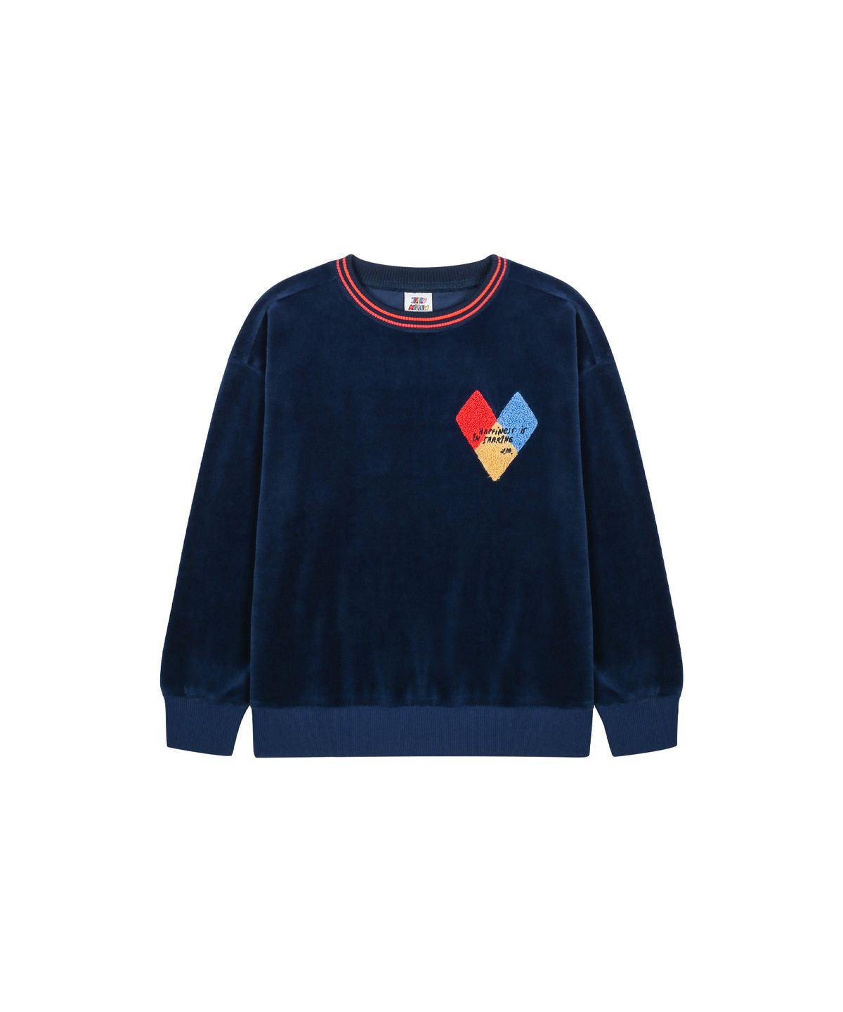 젤리멜로(JELLY MALLOW) 해피니즈 벨로아 스웻 셔츠_네이비