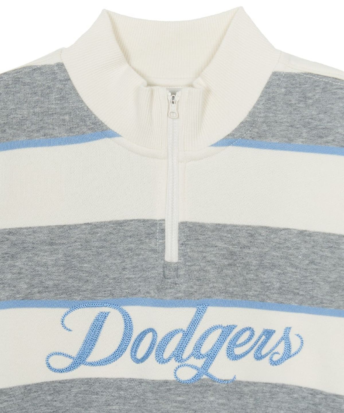 엠엘비 키즈(MLB KIDS) 스트릿 스트라이프 반집업 기모 맨투맨 LA (Melange Grey)