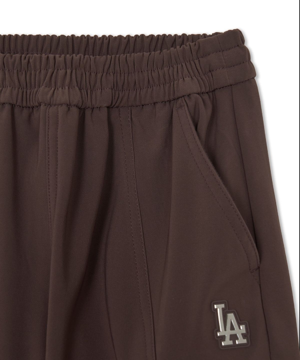 엠엘비 키즈(MLB KIDS) 아웃도어 커브드 와이드 플리스 기모 우븐팬츠 LA (Brown)