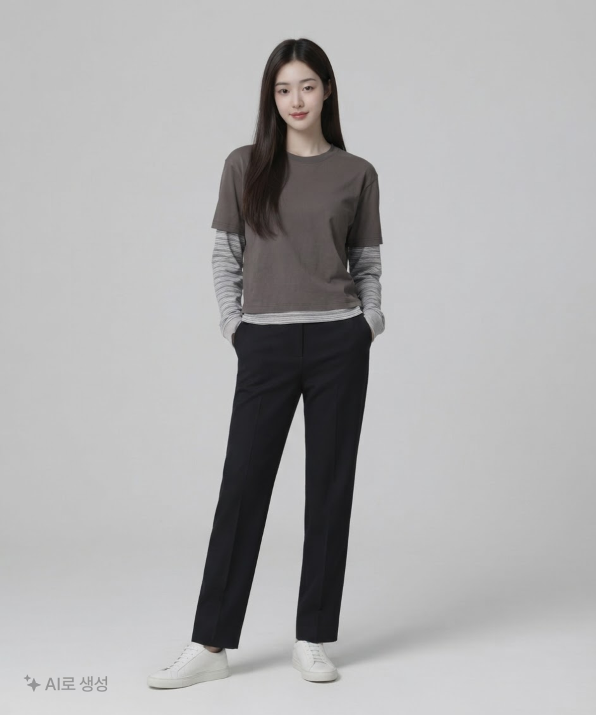 로우클래식(LOW CLASSIC) STRIPED LAYERED LONG SLEEVE T-SHIRT L