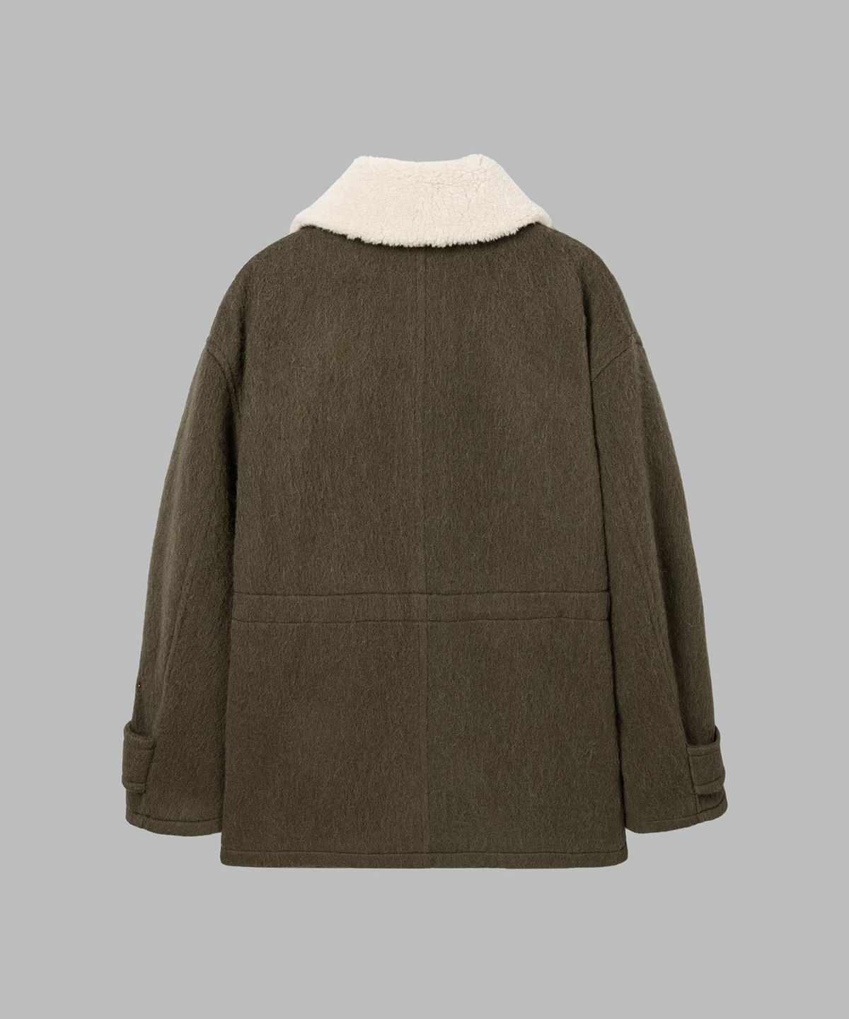 넌블랭크(NONBLANK) 디테쳐블 카라 하프 코트_KHAKI