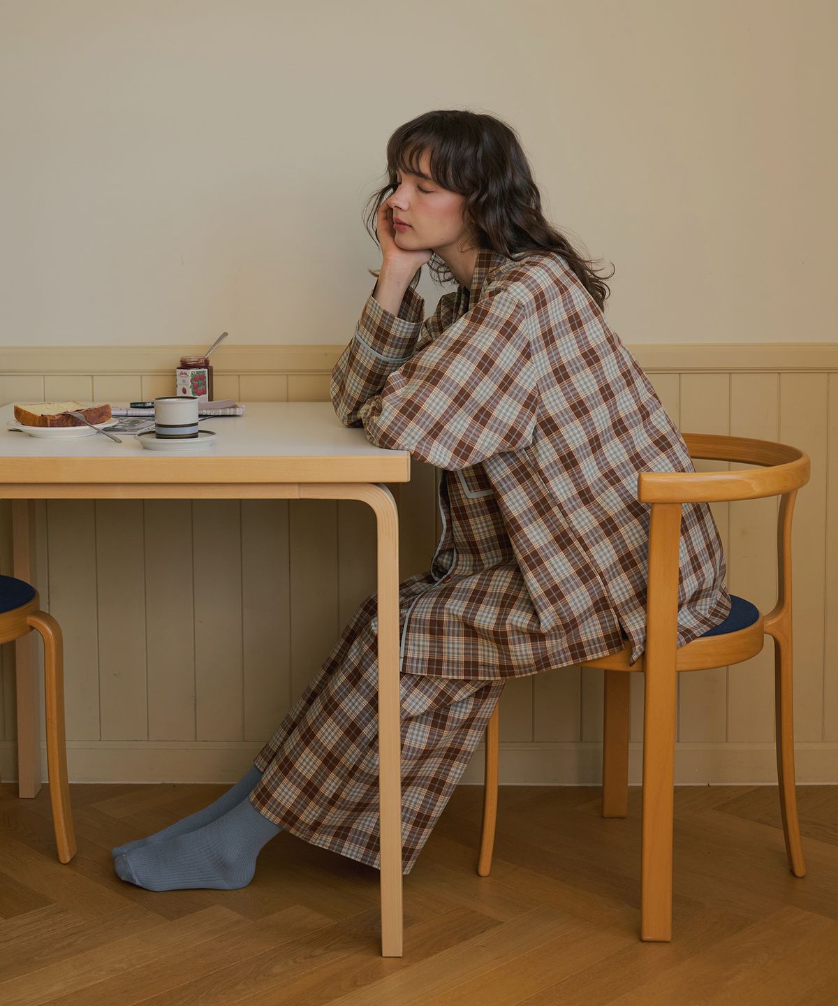 울랄라파자마(ULLALA PAJAMAS) 룩트 긴팔 여성페어 민트브라운 (21수)