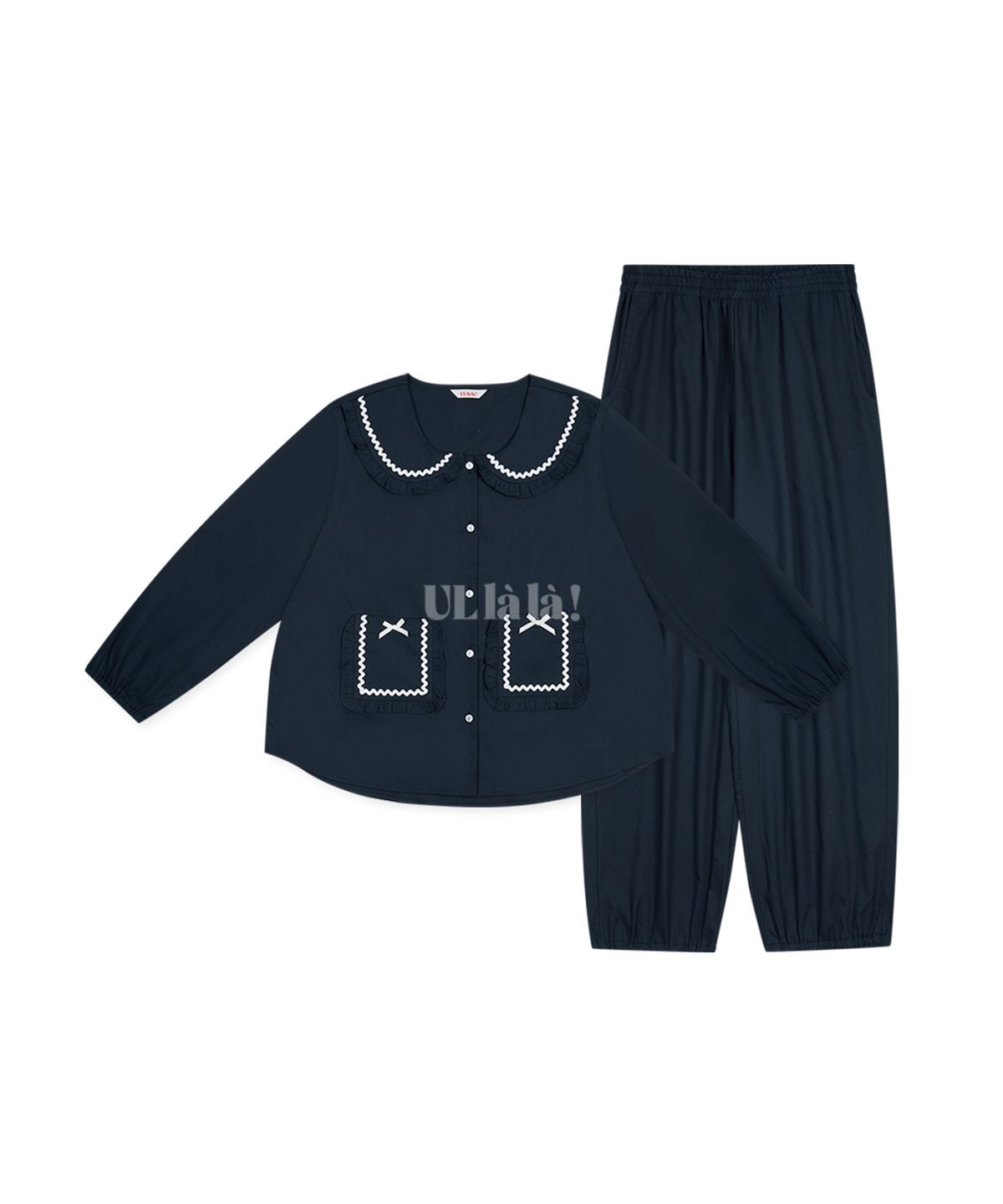 울랄라파자마(ULLALA PAJAMAS) 무크 긴팔 여성페어 네이비 (30수)
