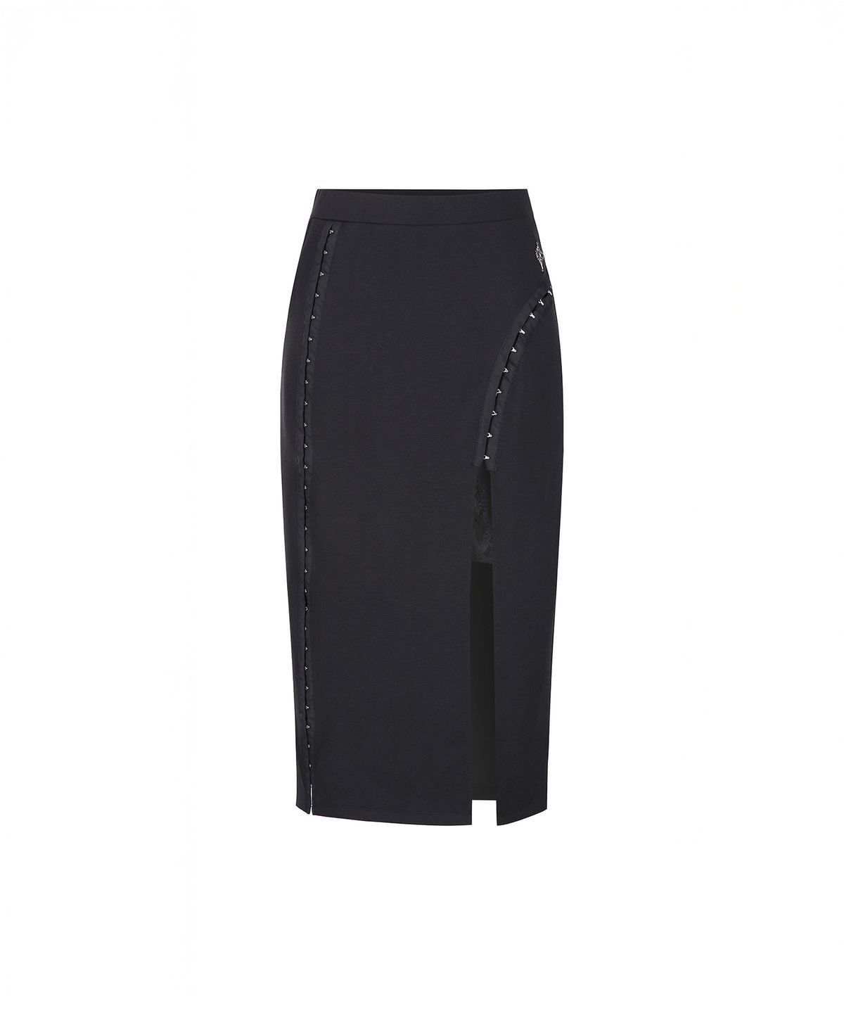 쇠아(SØAR) Hook Side Slit Lace-Lined Maxi Skirt
