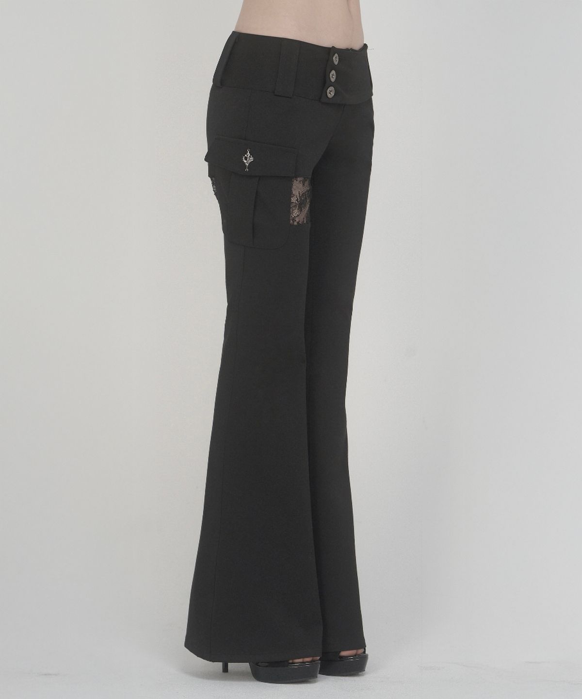 쇠아(SØAR) Lace Layered Low-Rise Bootcut Pants