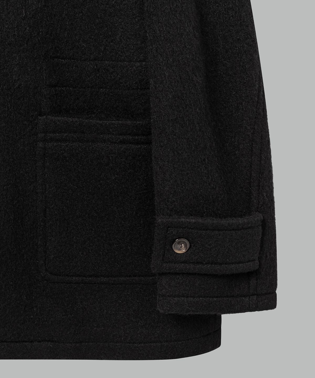 넌블랭크(NONBLANK) 디테쳐블 카라 하프 코트_BLACK
