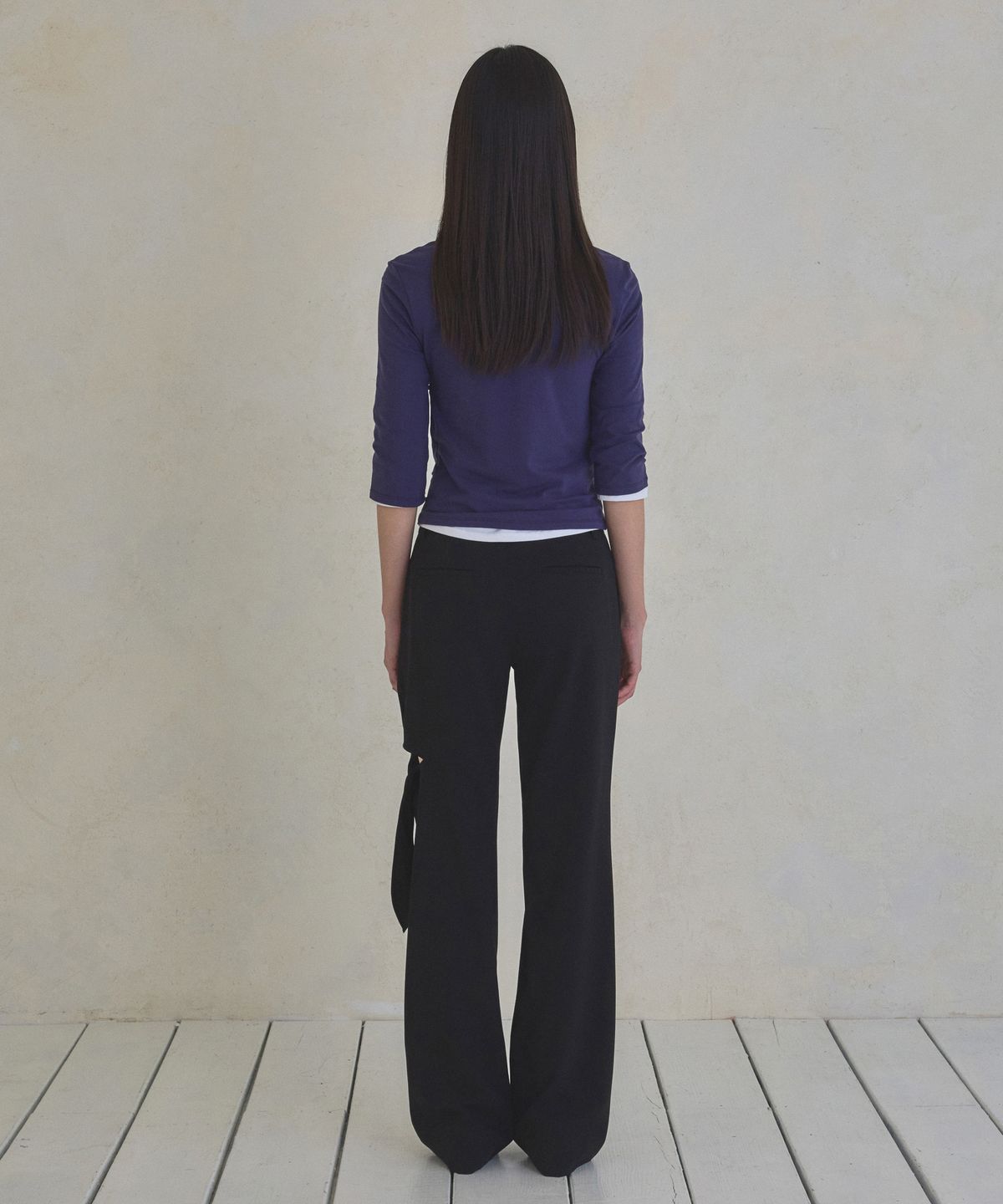 실롯(SEALOT) Tied-Up Semi Bootcut Pants (Black)