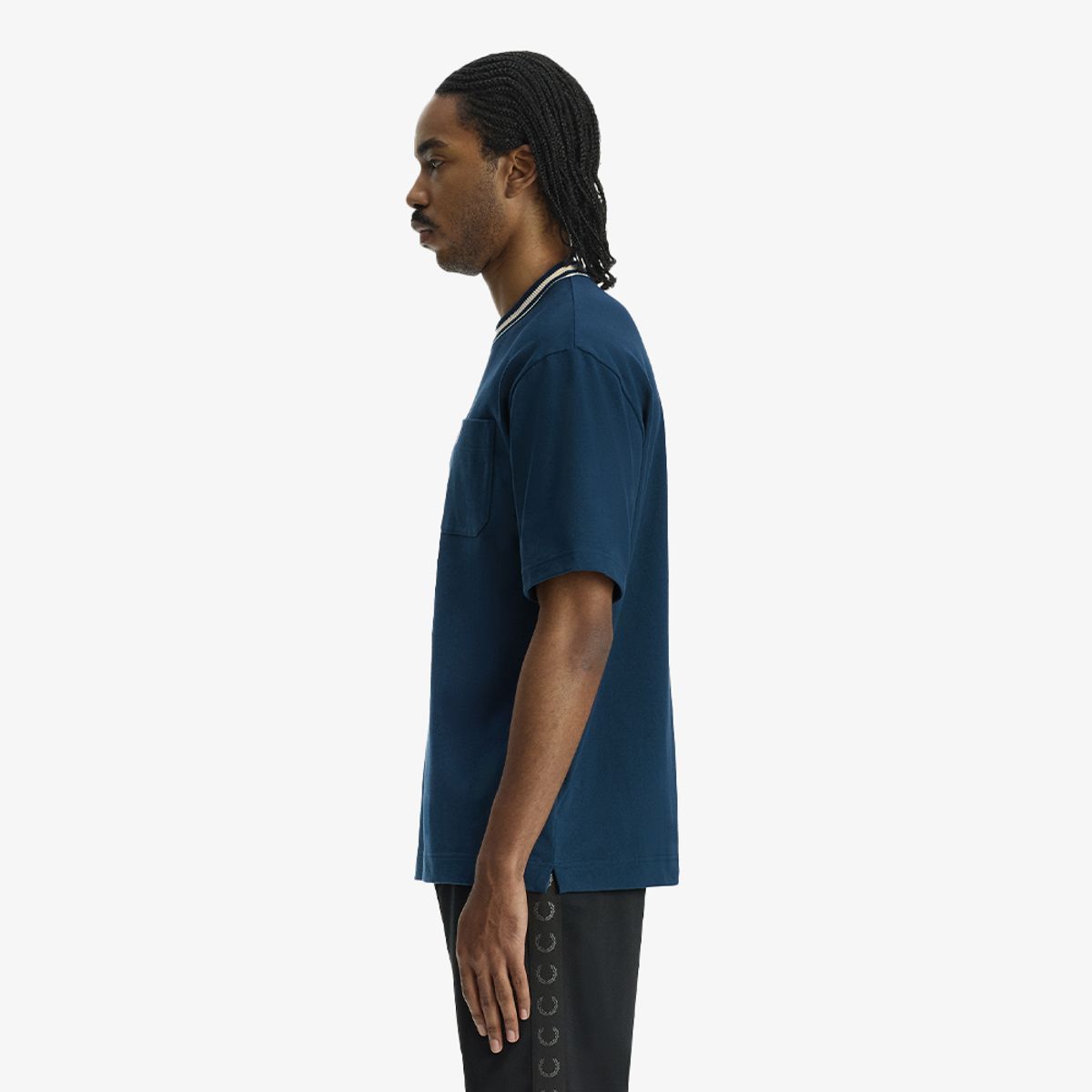 프레드페리(FRED PERRY) [Sport] 릴렉스드 볼드 팁드 티셔츠 - 모드블루 AFPM2G33489-30C