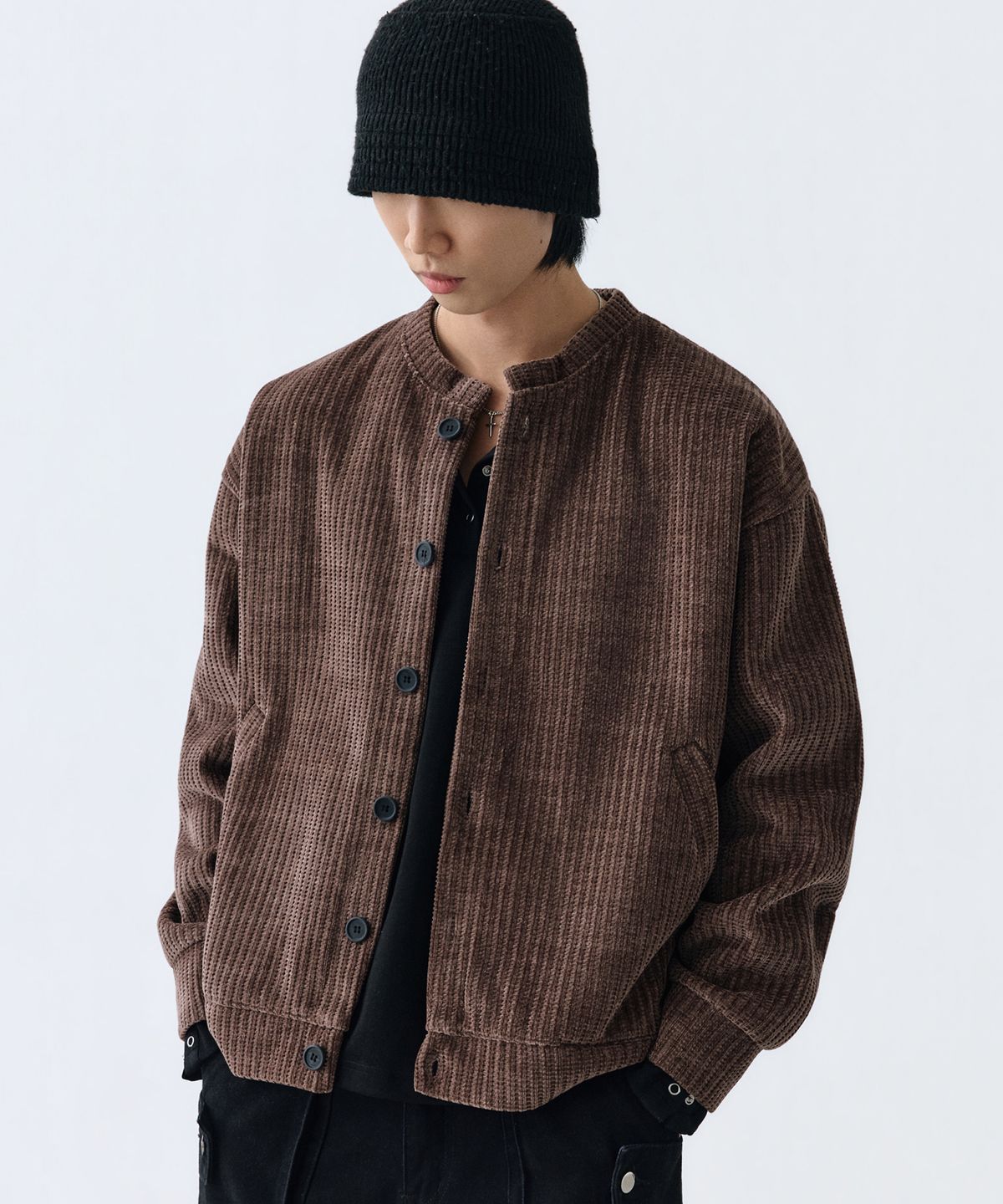 엘엑스티(LXT) 헤비웨이트 벨루아 코듀로이 버튼 가디건 [브라운]