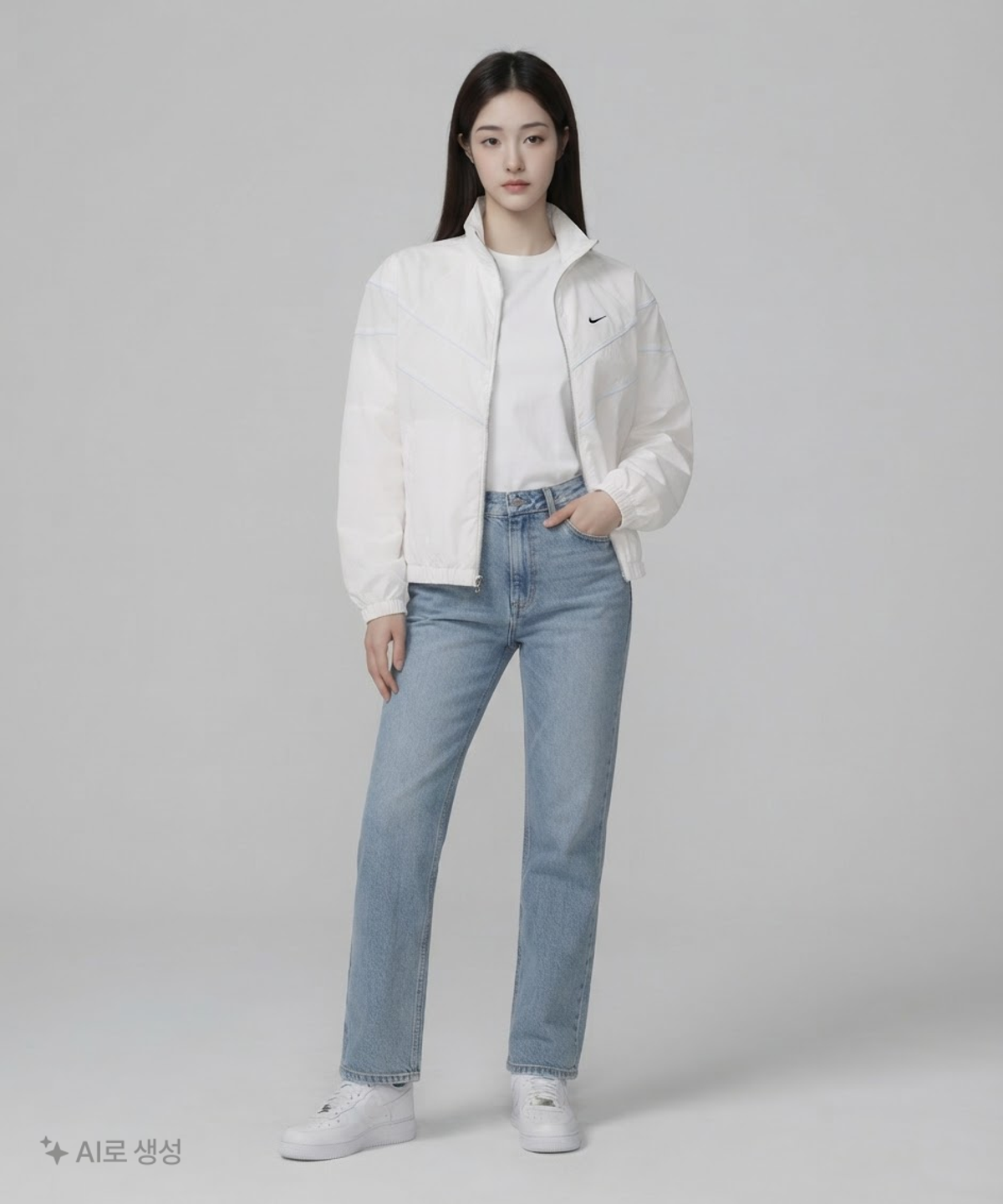 나이키(NIKE) 윈드러너 루즈 UV 우븐 풀집 자켓 W - 화이트:블랙 / FV6305-100 M