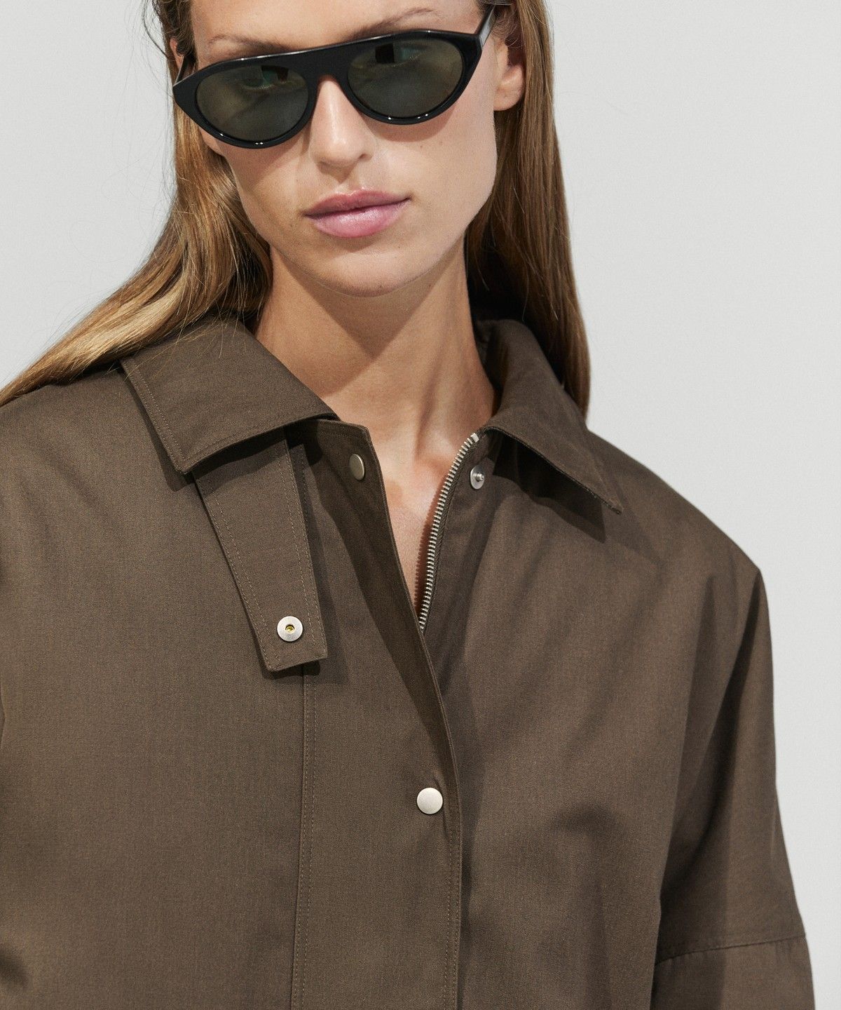 마시모두띠(MASSIMO DUTTI) 왁스 코팅 효과 체크 안감 파카