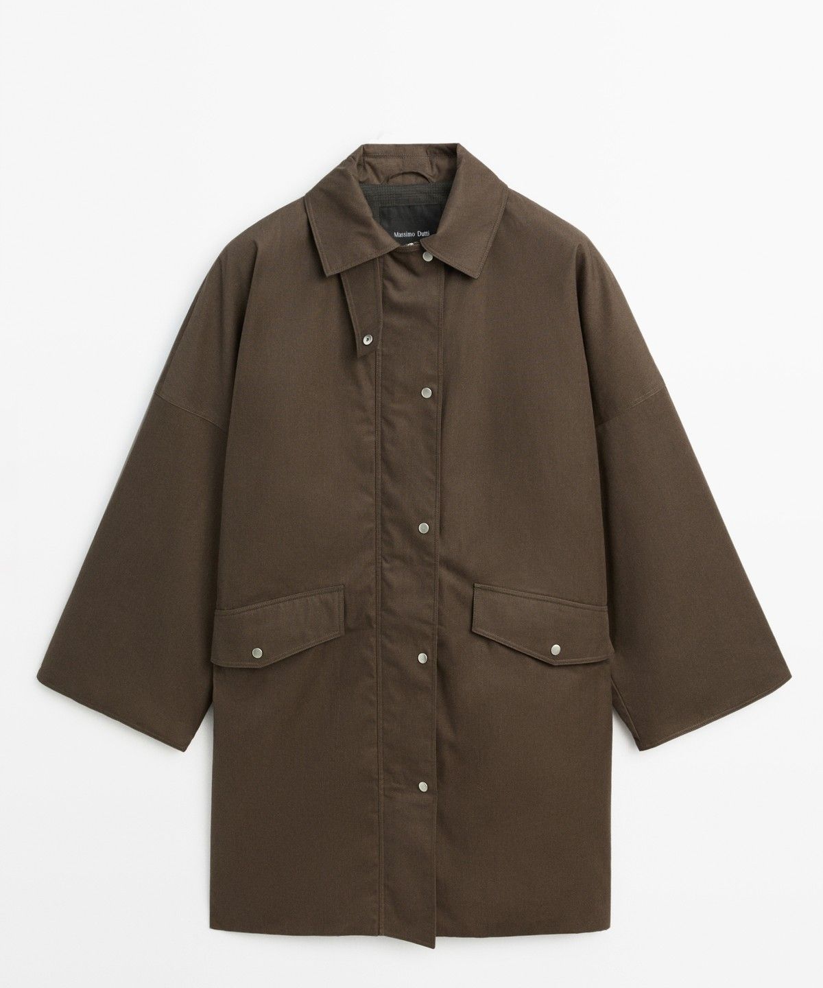 마시모두띠(MASSIMO DUTTI) 왁스 코팅 효과 체크 안감 파카