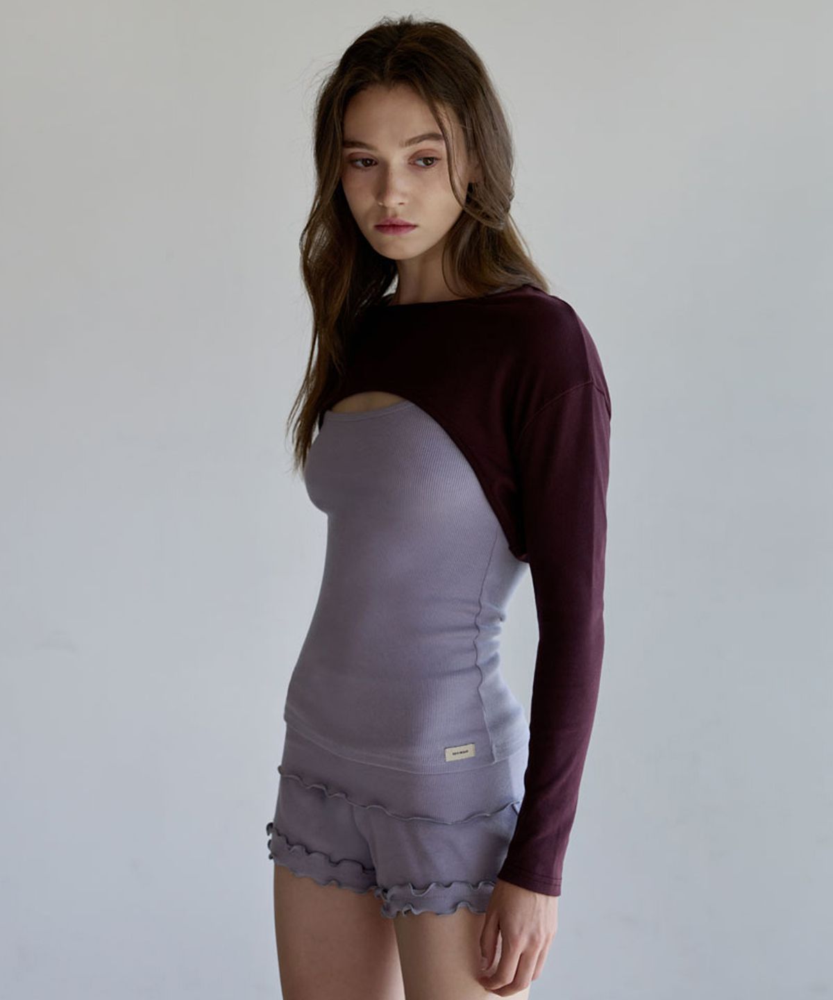 데비웨어(DEVIWEAR) 앨리 립 크롭 볼레로 DEVI-T0170-버건디