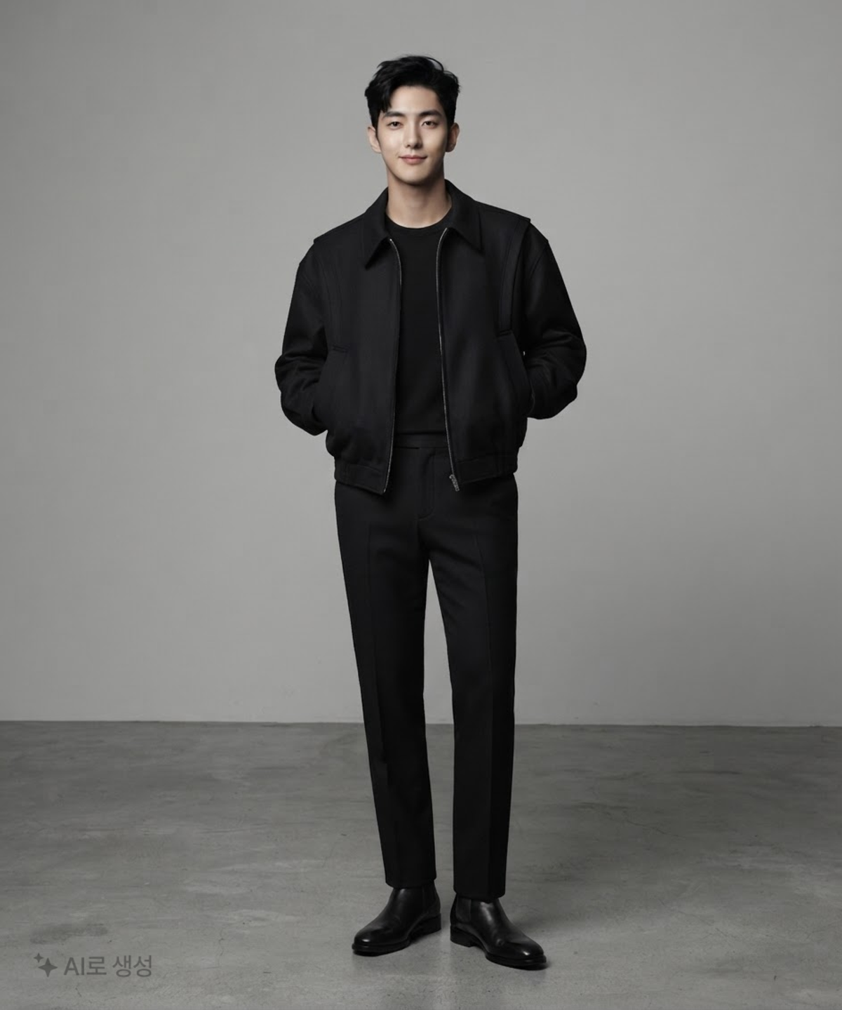 쿠어(COOR) 타스마니아 울 보머 블루종 (블랙) 2XL