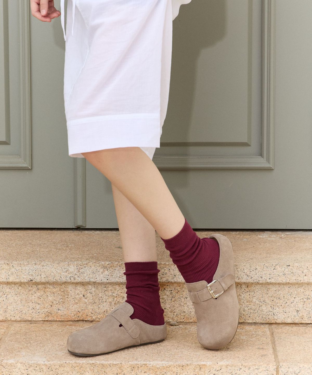 스퍼(SPUR) Bleubon Cow Suede Mule 소가죽 스웨이드 뮬 슬리퍼 4cm -WA9016 (3color)