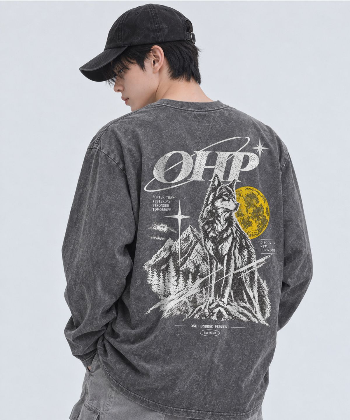 원헌드레드퍼센트(OHP) OHPxAIDAEVE 나이트울프 피그먼트 긴팔티6