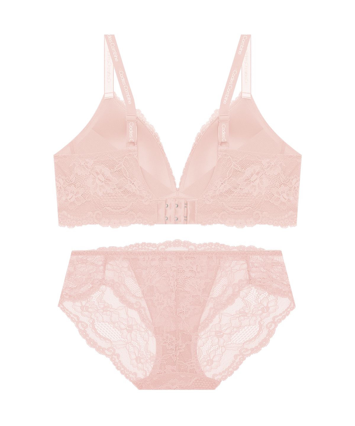 코데즈컴바인 이너웨어(CODES COMBINE INNERWEAR) 블룸 레이스 노와이어 브라 팬티 세트_핑크