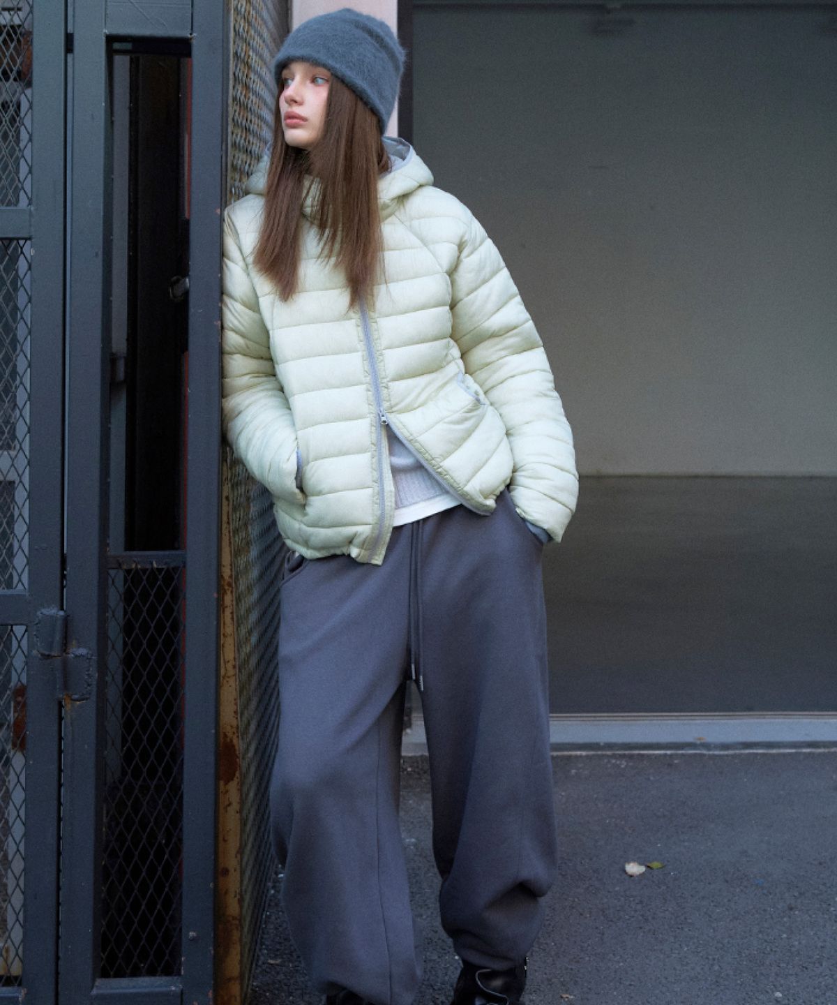 미쏘(MIXXO) 워시드 밴딩 와이드 팬츠_MIWTMH131C