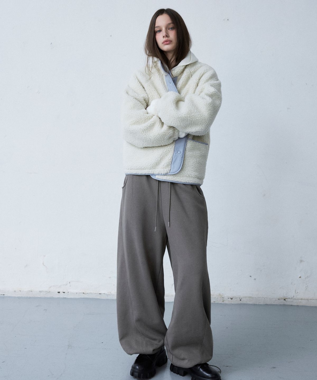 미쏘(MIXXO) 워시드 밴딩 와이드 팬츠_MIWTMH131C