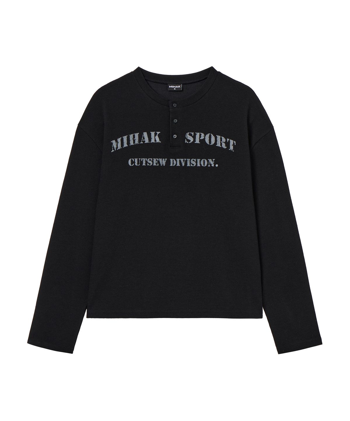 미학(MIHAK) 클래식 와플 헨리넥 롱 슬리브 (BLACK)