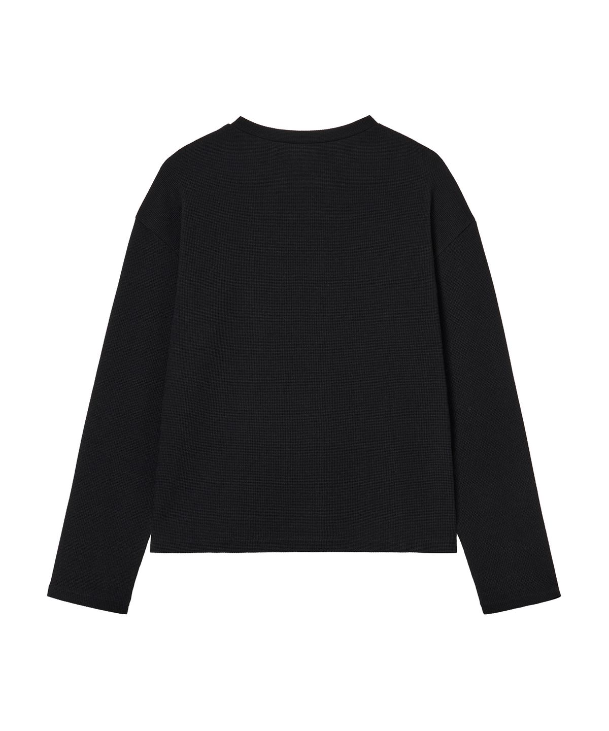 미학(MIHAK) 클래식 와플 헨리넥 롱 슬리브 (BLACK)