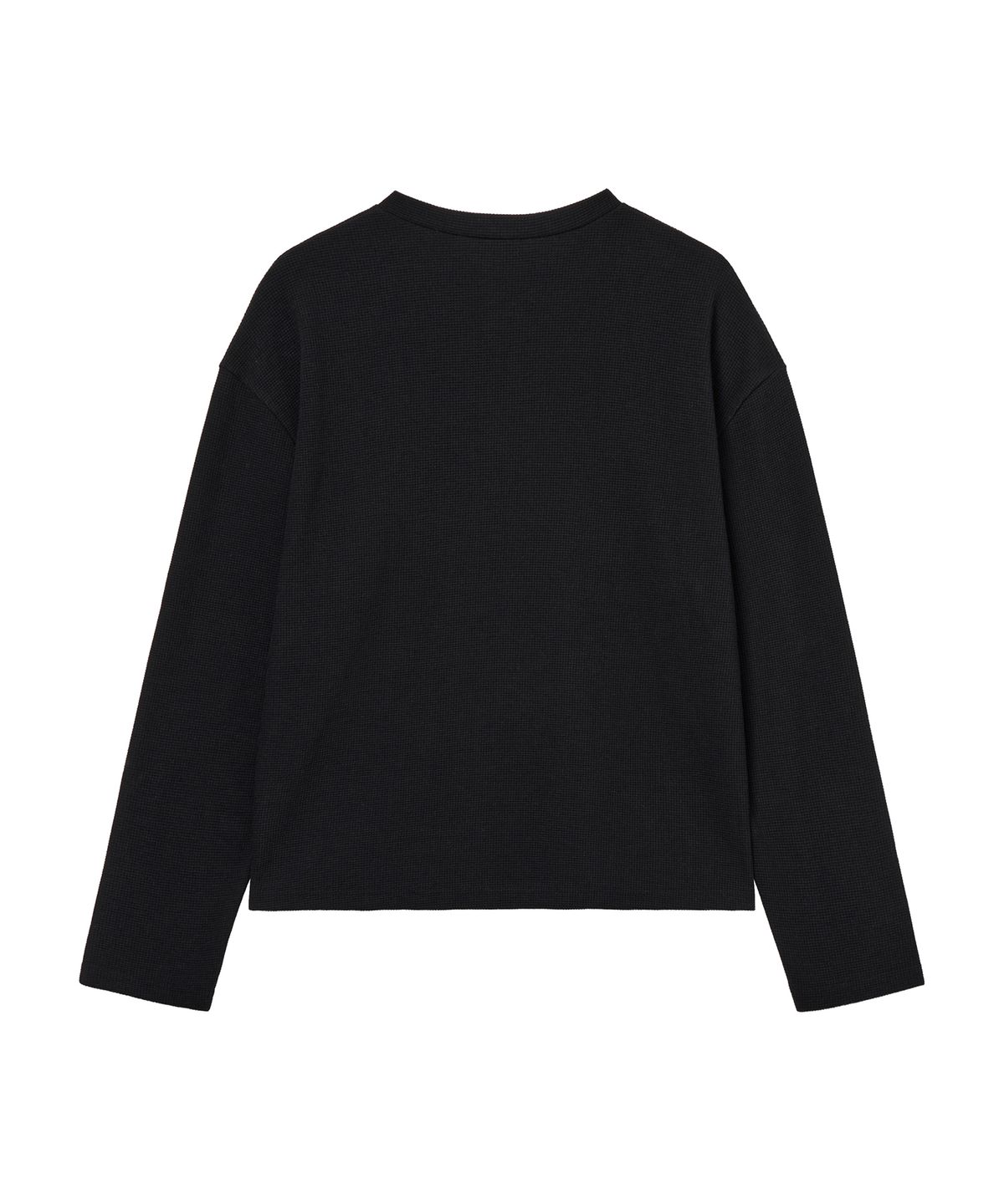 미학(MIHAK) 베이직 와플 헨리넥 롱 슬리브 (BLACK)