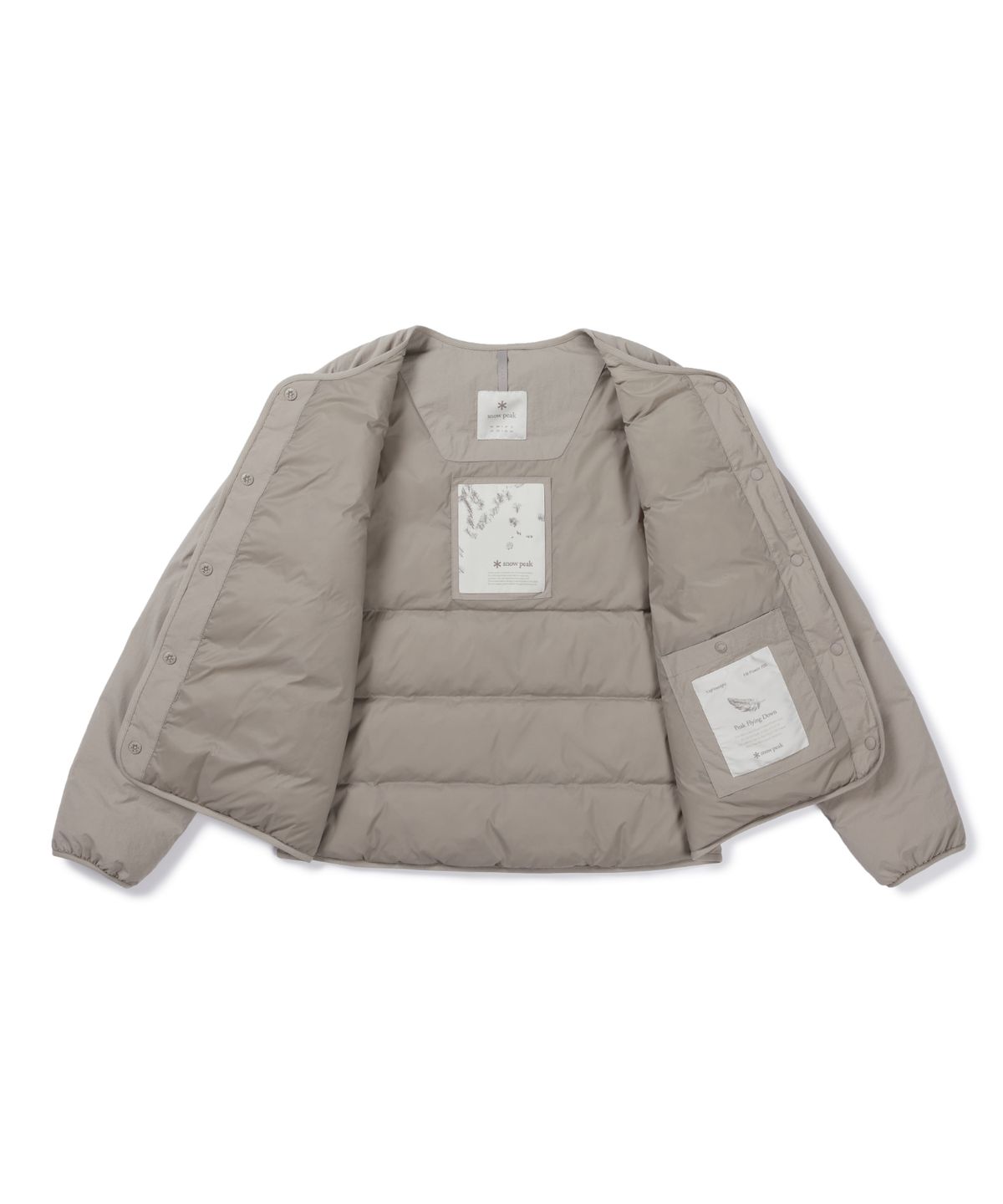 스노우피크 어패럴(SNOWPEAK APPAREL) 랜드 여성 버튼 경량 다운 자켓 (S26WWGDJ63) Tan Gray