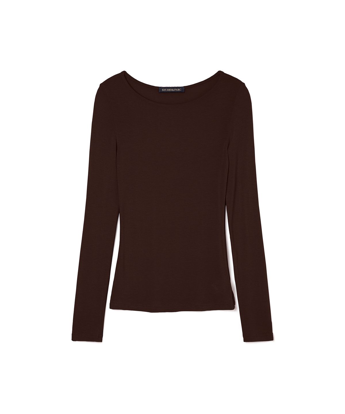스튜디오앤파르크(STUDIO&PARC) Wide Neck Slim T-Shirt_Brown