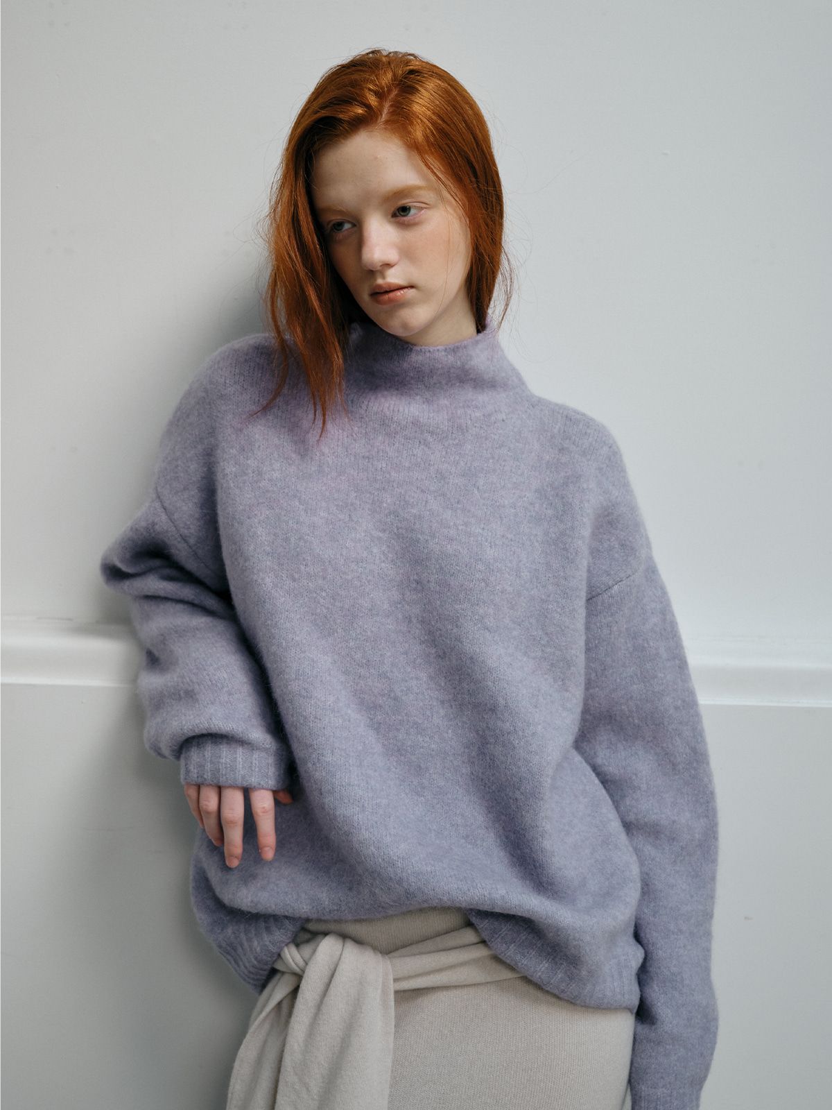 리플레인(REPLAIN) ITALIAN ALPACA HIGH NECK TOP_PURPLE