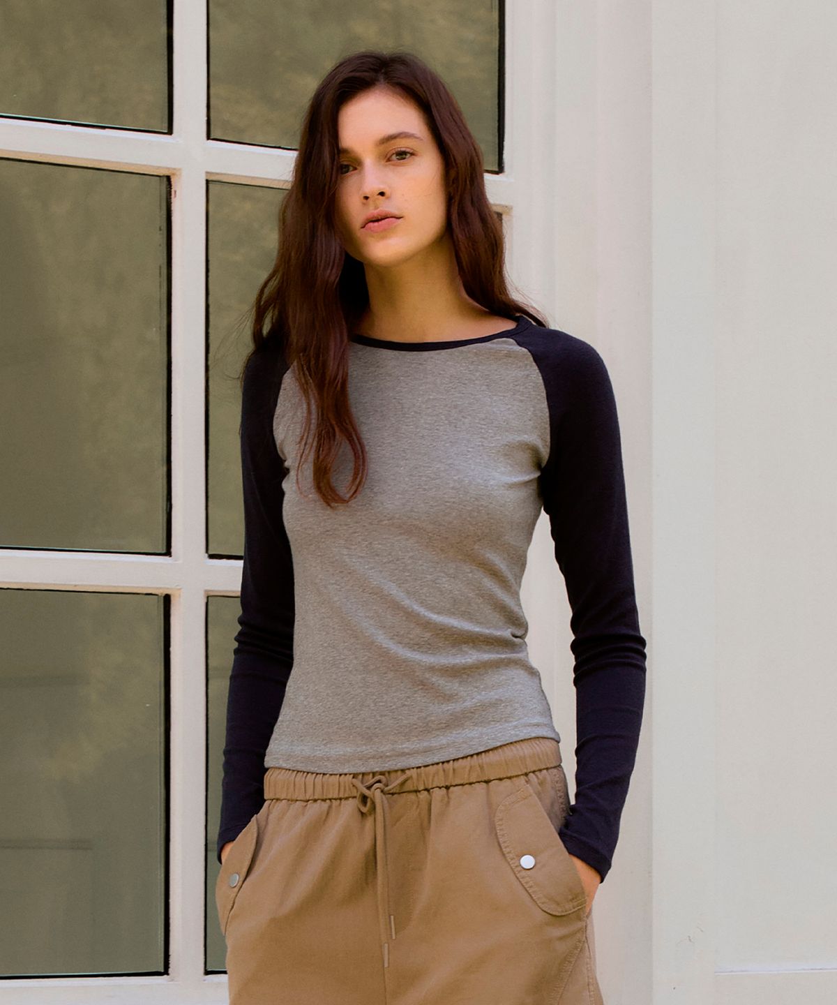 스튜디오앤파르크(STUDIO&PARC) Contrast Raglan T-Shirt_Navy