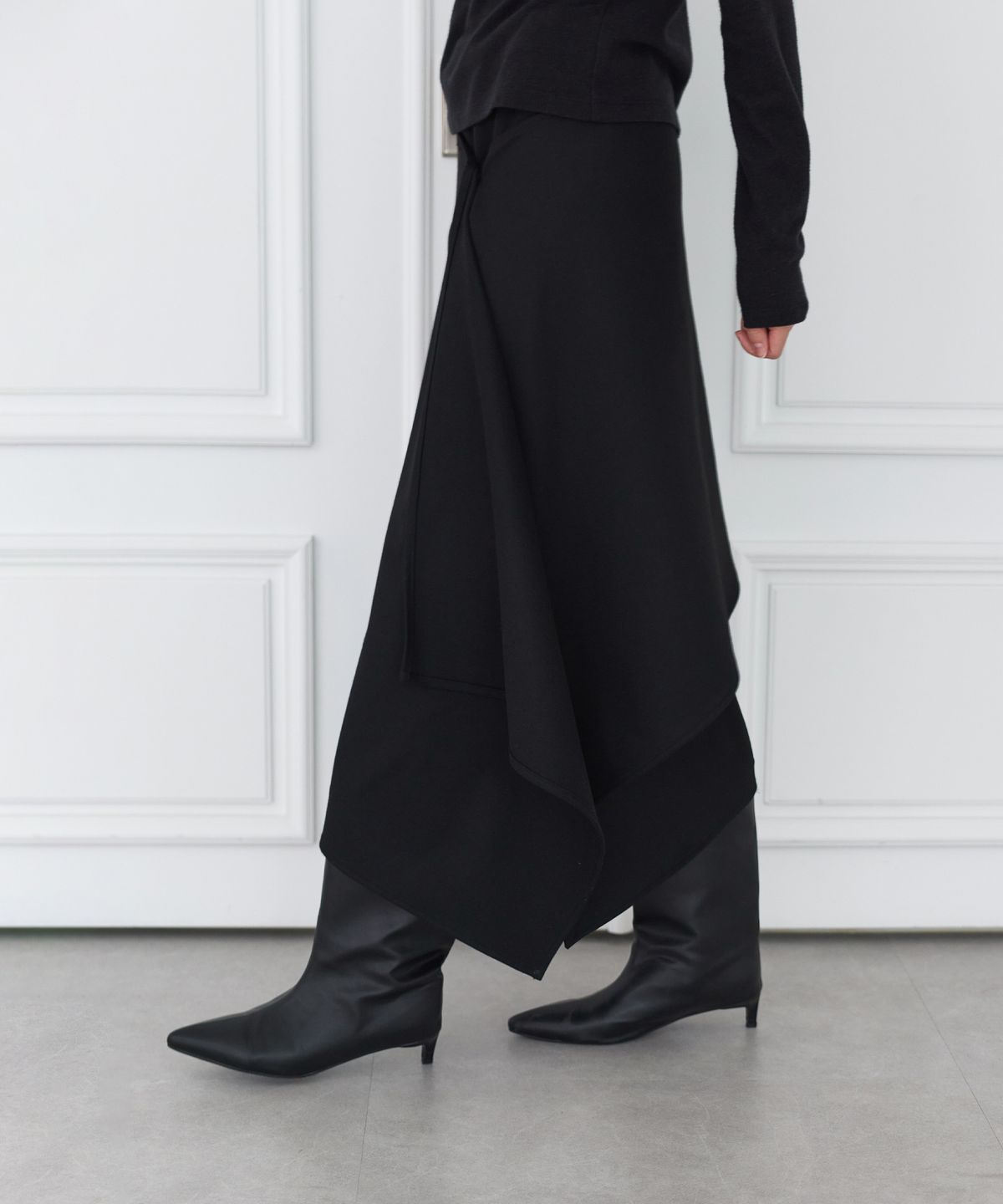 세르크(SERQUE) Draped Long Skirt _ Black