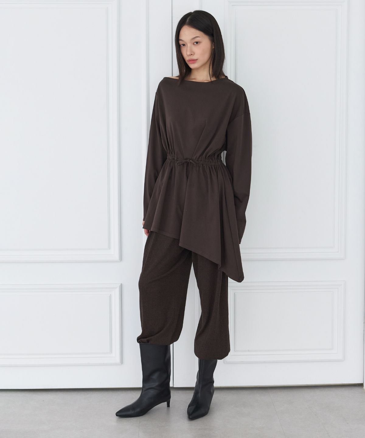 세르크(SERQUE) Gather Dress _ Brown