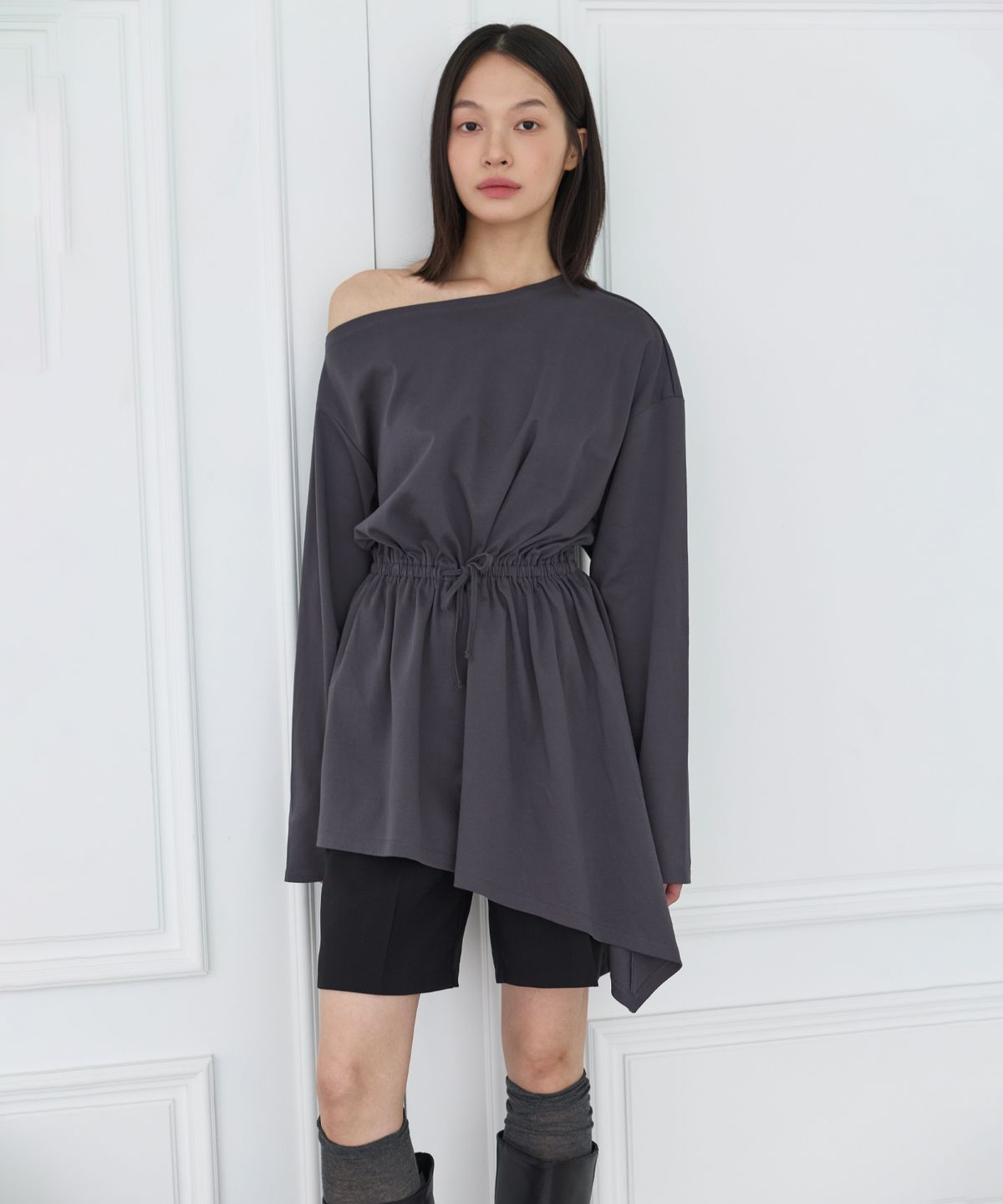 세르크(SERQUE) Gather Dress _ Dark Gray