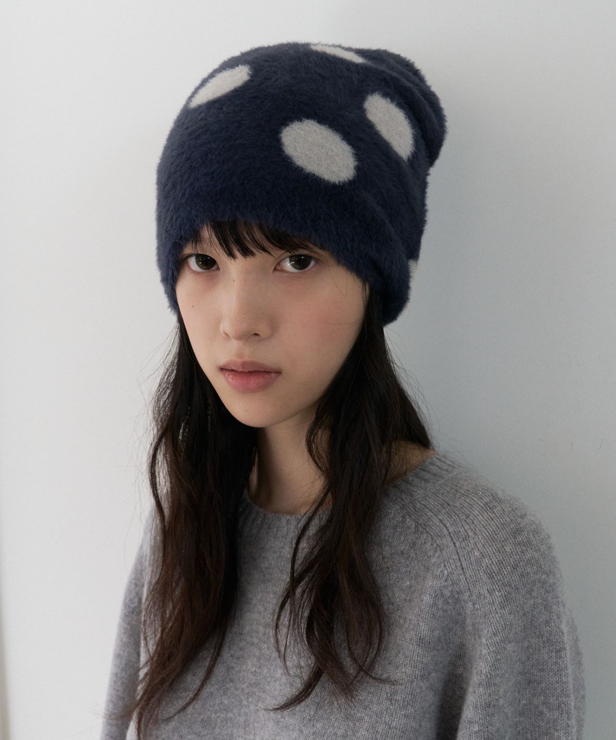 민씨오(MINCO) 도트 벨보아 비니 (navy light gray)
