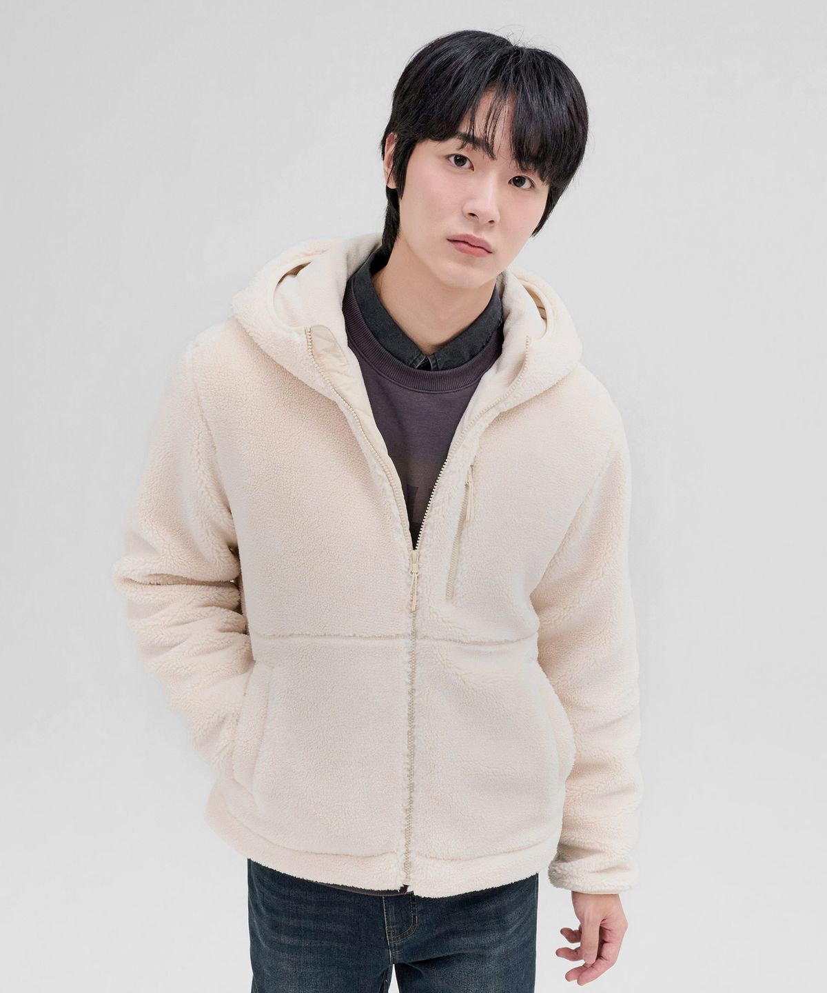 체이스컬트(CHASECULT) 공용 양털 보아 후드 집업-FFRU4321D0M