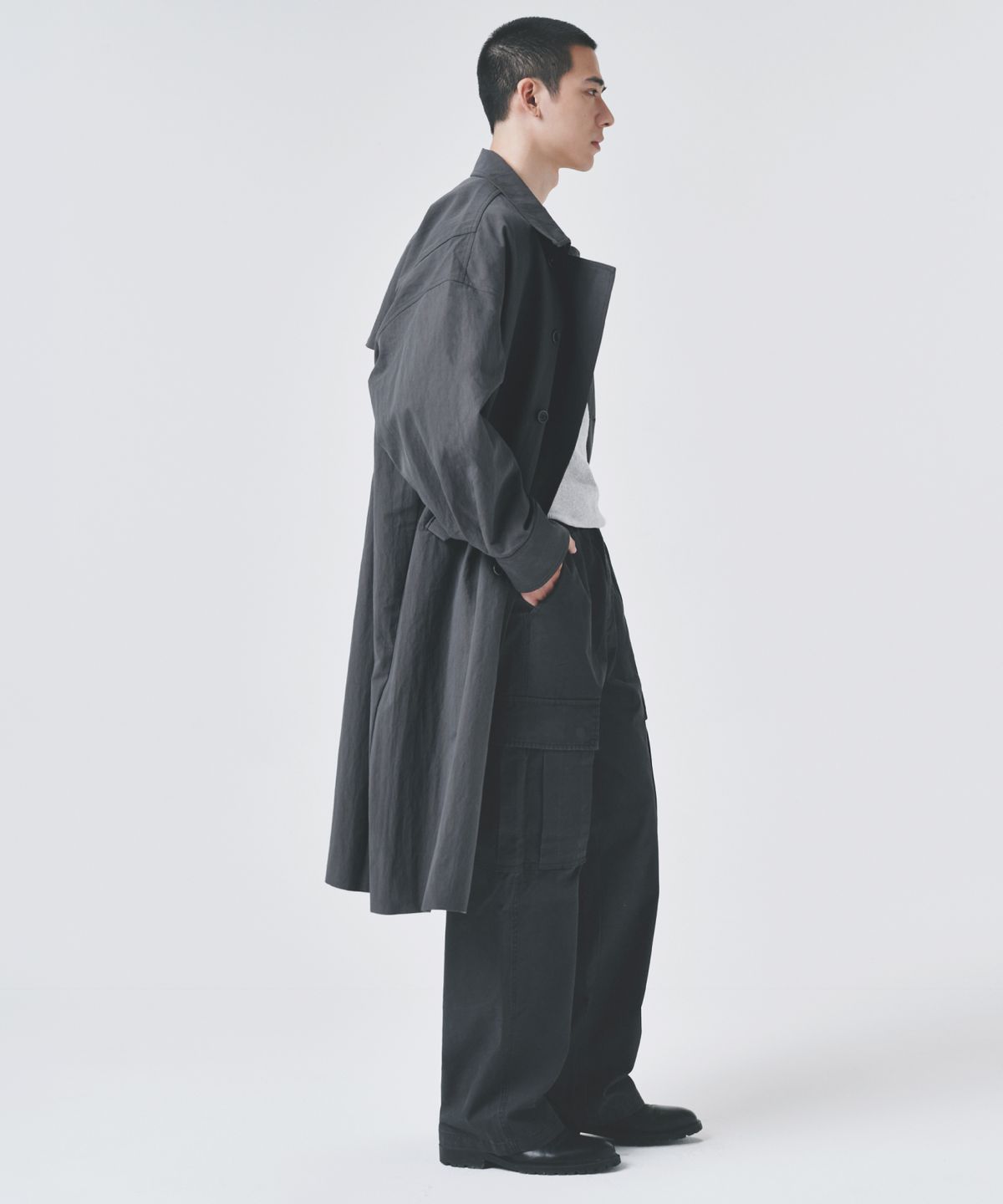 콜드블랭킷(COLD BLANKET) 오버핏 헤비 트렌치 코트 그레이