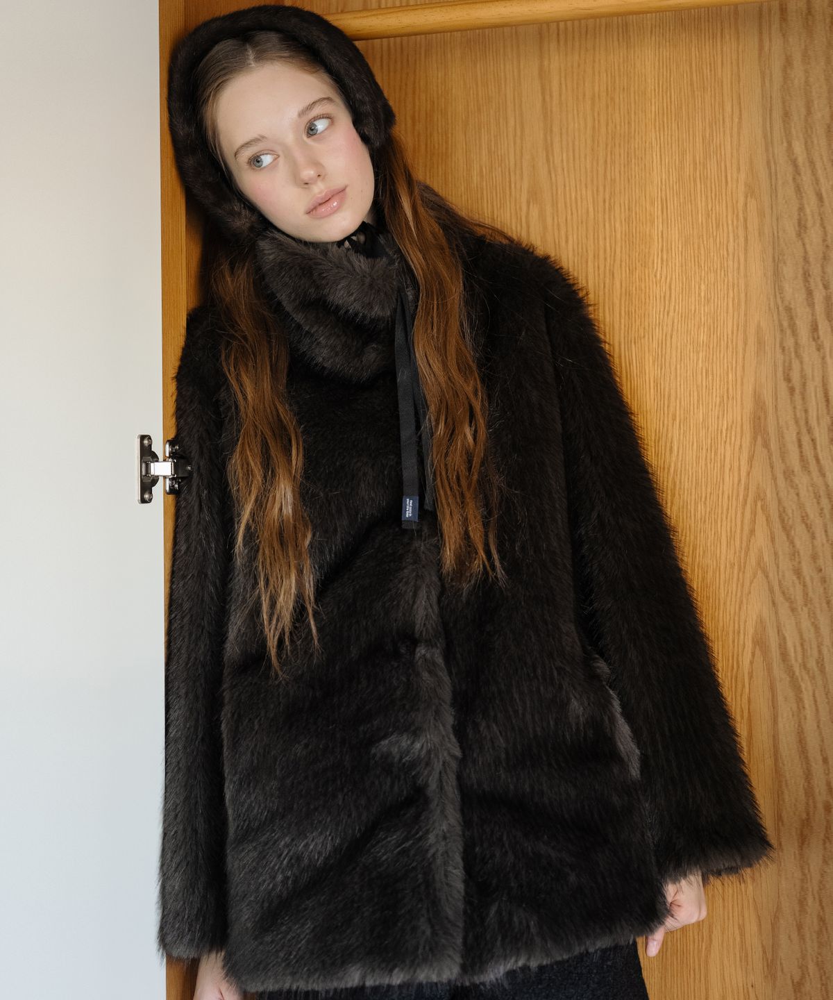 클루니(CLUNY) Sway Fur Half Coat - Deep Brown