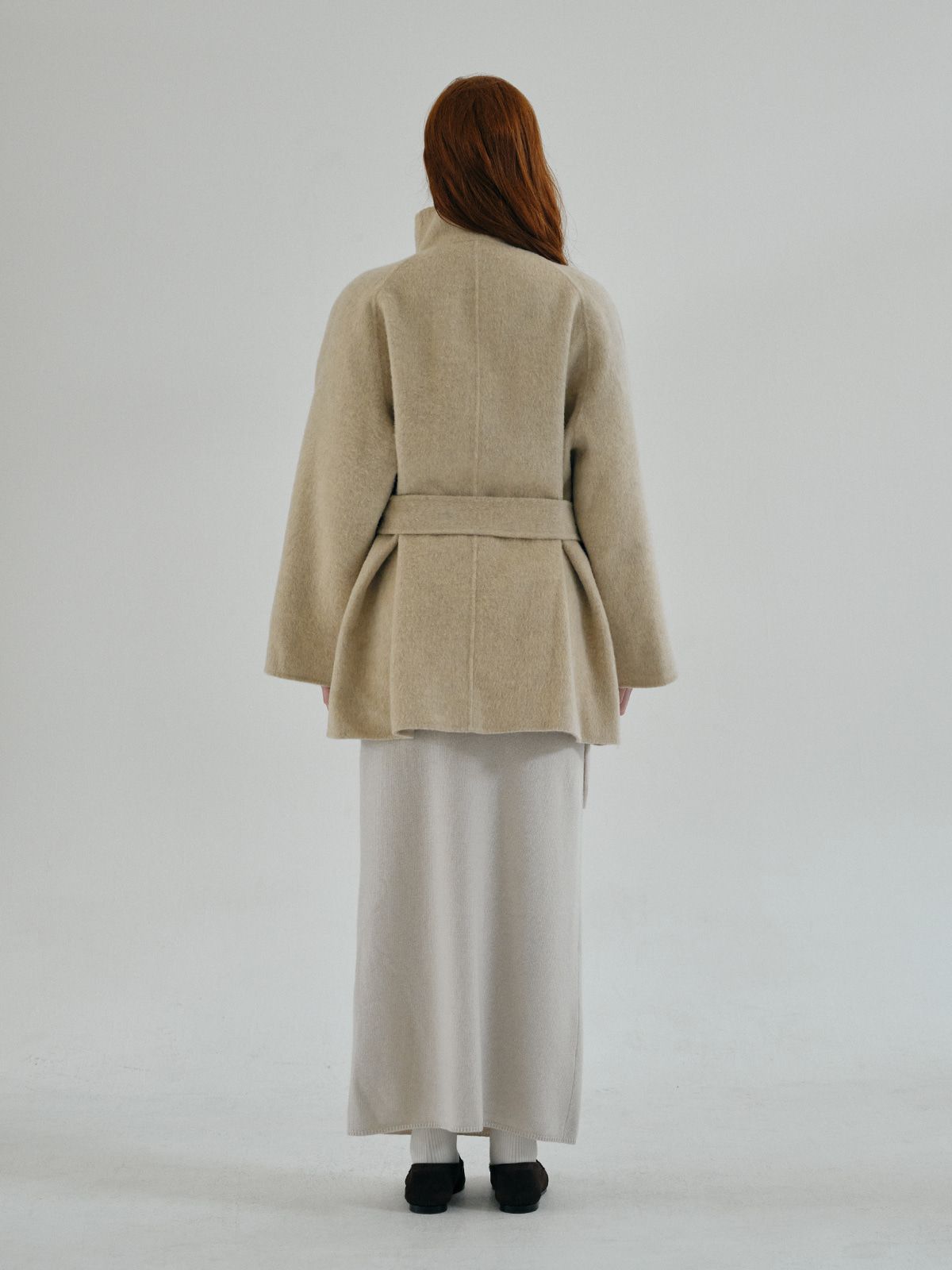 리플레인(REPLAIN) HANDMADE BELTED FUNNEL-NECK COAT_OATMEAL