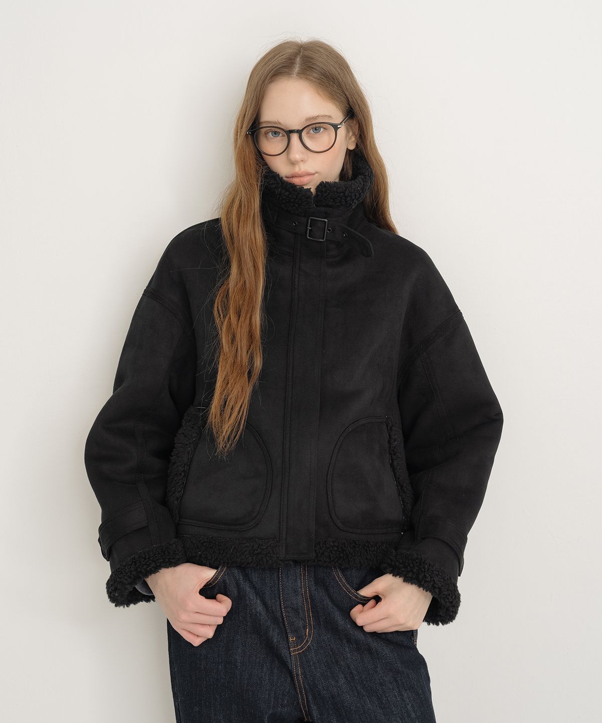 클루니(CLUNY) High Neck Mustang Jacket - Black