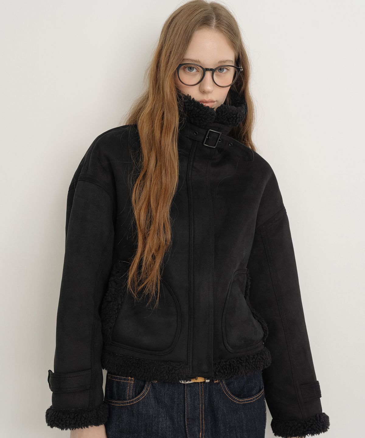 클루니(CLUNY) High Neck Mustang Jacket - Black