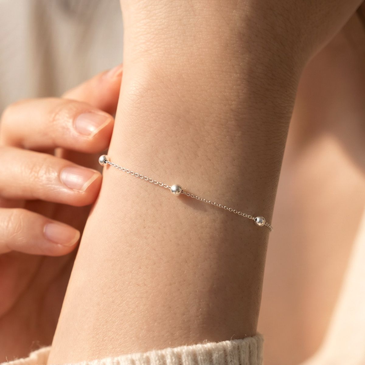 엘렌쥬얼리(HELENE JEWELRY) 실버 Silver 925 함마링 링크 볼 체인 은 팔찌