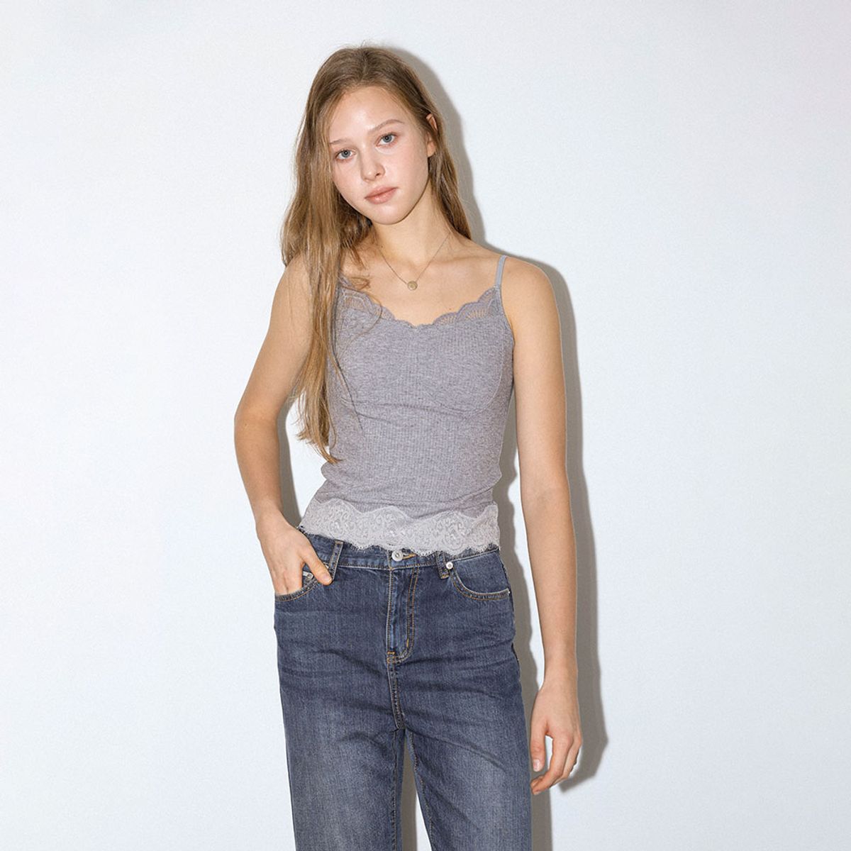 던드롭(DUNDROP) DD_Lace trim tank top_4color