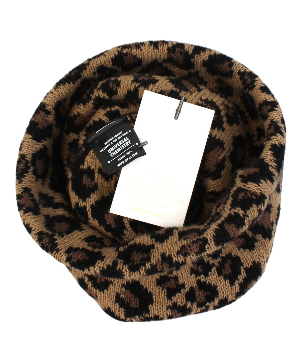 유니버셜 케미스트리(UNIVERSAL CHEMISTRY) Leopard Knit Beige Beanie 호피비니