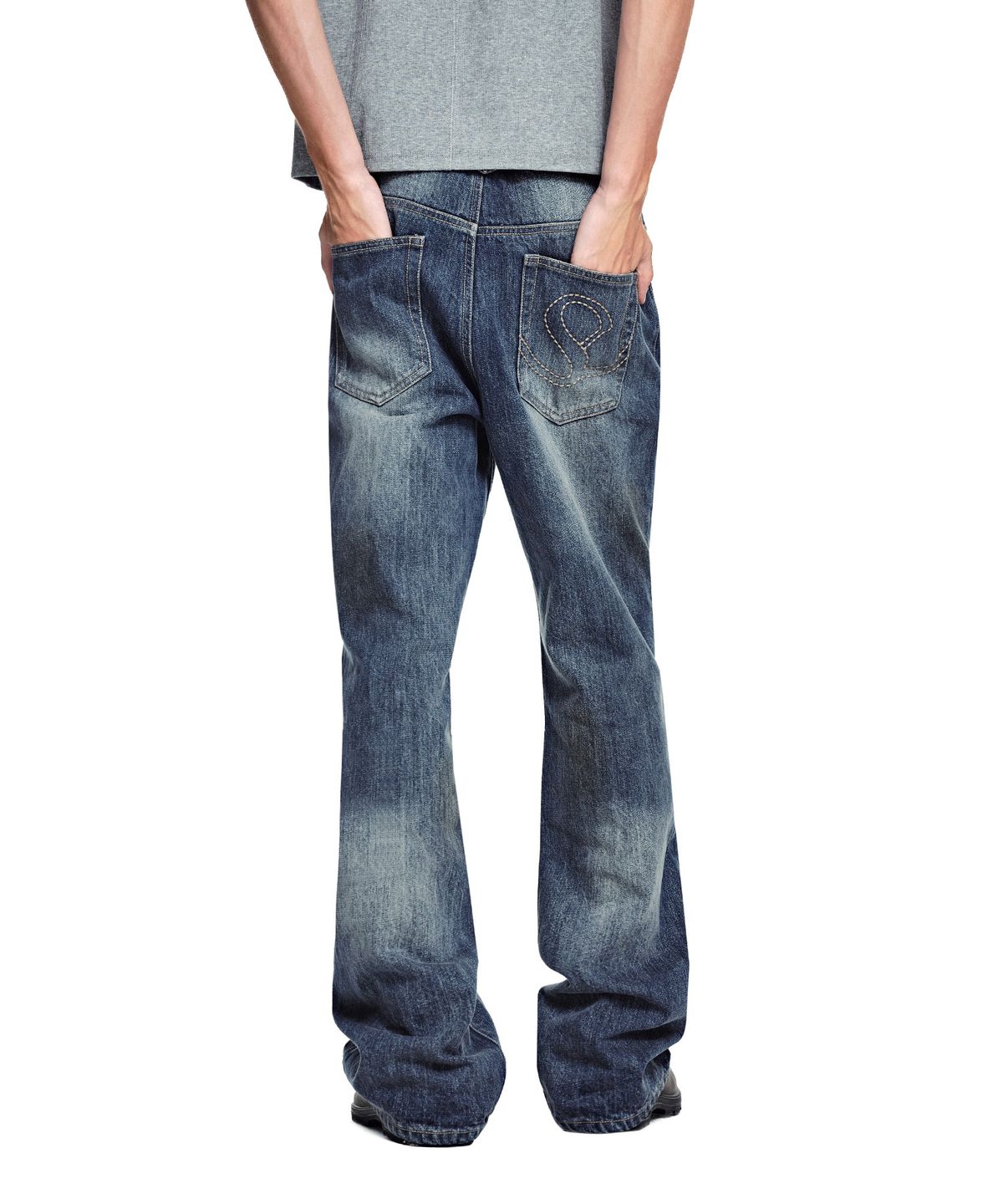 세컨모놀로그(SECONDMONO) [옷미새 미홀 콜라보]Semi Flared Jeans [DBLUE]_SEPT090DBLUE
