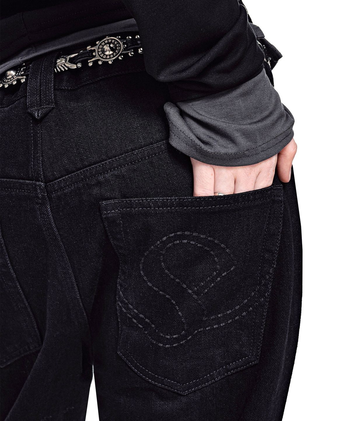 세컨모놀로그(SECONDMONO) [옷미새 미홀 콜라보]Semi Flared Jeans [BLACK]_SEPT090BLACK