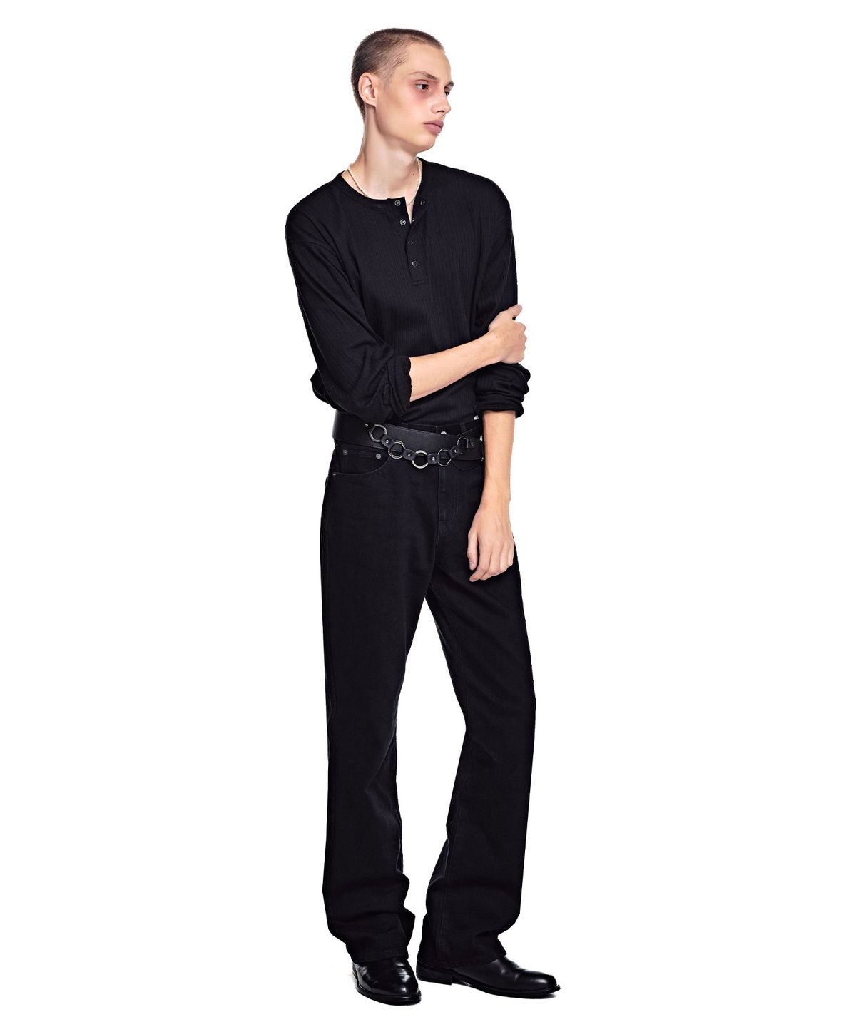 세컨모놀로그(SECONDMONO) [옷미새 미홀 콜라보]Semi Flared Jeans [BLACK]_SEPT090BLACK