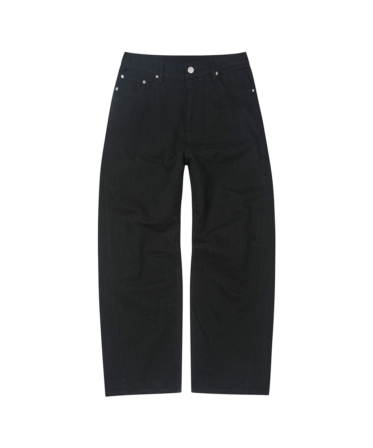세컨모놀로그(SECONDMONO) [옷미새 미홀 콜라보]Curved Tapered Barrel-Fit Pants [COTTON BLACK]_SEPT092BLACK